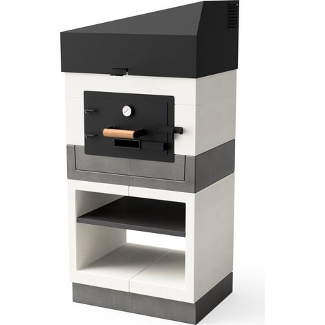TUOZI - Horno de Leña Exterior de Obra KITAWAY OTTE (Blanco, Gris - 84 x 63 x 184 cm) - Horno de obra para exterior, cocina con leña, acabado blanco y gris, ideal terraza o patio - REF: T00160 (1/4)
