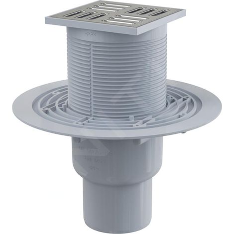 Alca - Siphon de sol 11x11 cm, diamètre 5/8 cm, bouchon anti-odeur combiné SMART, acier inoxydable/plastique APV2321 (1/3)