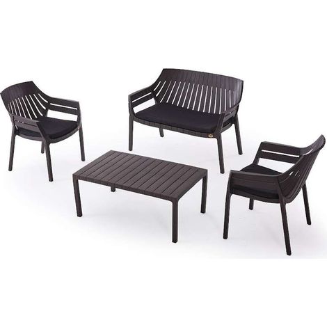Domo Mea Set Salotto da Esterno Hilton con Cuscini Antracite