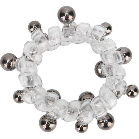Serre-tête spiralé perles multicolores - Bandeau élastique style cordon téléphone - Cadeau original noir (1/5)