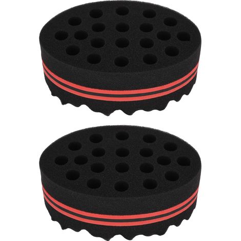 Lot de 2 éponges à boucler double face à 22 trous pour cheveux ondulés, outils de coiffage pour salon de coiffure à domicile. (1/5)
