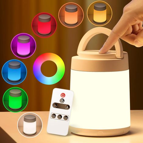 Veilleuse multicolore, lampe de chevet pour chambre d'enfant bébé, télécommande à intensité variable, lampe rechargeable (1/5)