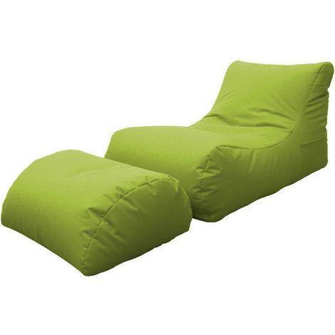 Dmora Chaise longue de salon moderne, Made in Italy, Fauteuil avec repose-pieds en nylon, Pouf rembourré pour chambre, 120x80h60 cm, Couleur verte