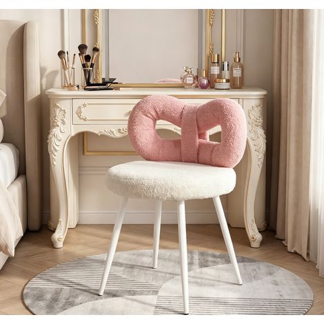 Wilitto - Chaise de Toilette Élégante pour Chambre et Manucure - Chaise de Maquillage Confortable en Tissu Bouclette, Structure Robuste et Design Moderne, Idéale pour Petits Espaces et Décoration (1/5)