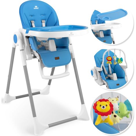 KIDIZ® 3in1 Hochstuhl Kinderhochstuhl inkl. Spielbügel    Babyliege    Kombihochstuhl Babyhochsitz   7 höhenverstellbar Verstellbare Rückenlehne    Blau