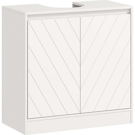 Pour votre pièce d'eau meuble sous lavabo pratique avec placard 2 portes et étagère blanc (1/5)