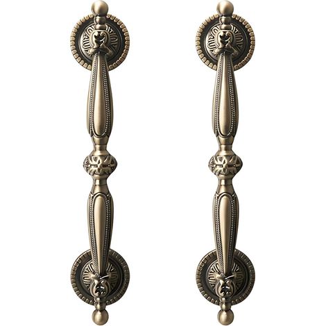 Poignées de meuble en bronze champagne (lot de 2), poignées en laiton antique, boutons de porte pliants, boutons de tiroir vintage (entraxe des trous : 96 mm) (1/5)