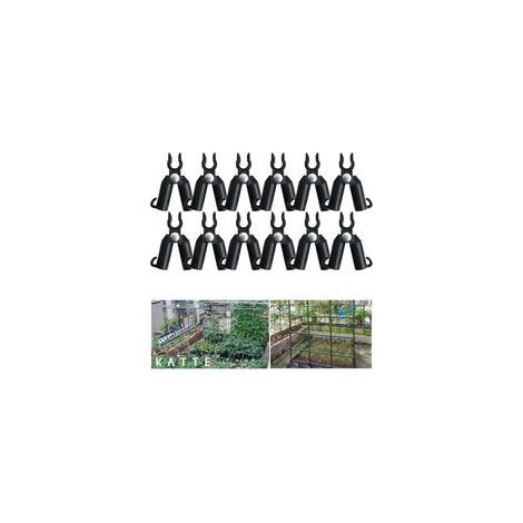 Lot de 12 connecteurs pour treillis de jardin, plantes, auvents, support de fixation commun pour cage à tomates (11 mm)