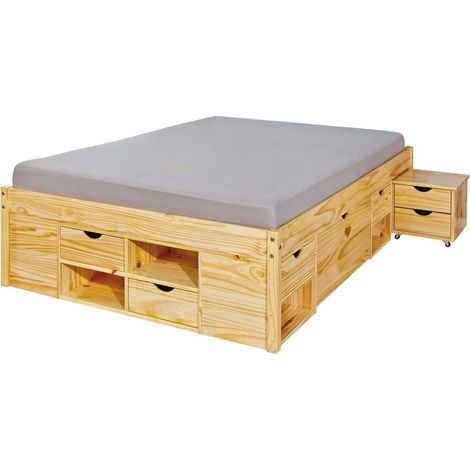 Dmora - Letto matrimoniale Dboquet, Sommier per camera da letto, Giroletto per stanza, Struttura porta materasso, 167x209 h48 cm, Marrone