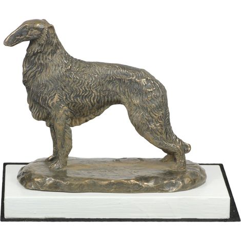 Barzoï russe, Barzoï, Barzoï IV - statuette de chien, figurine sur socle blanc, trophée pour une exposition canine par Art-Dog (1/5)