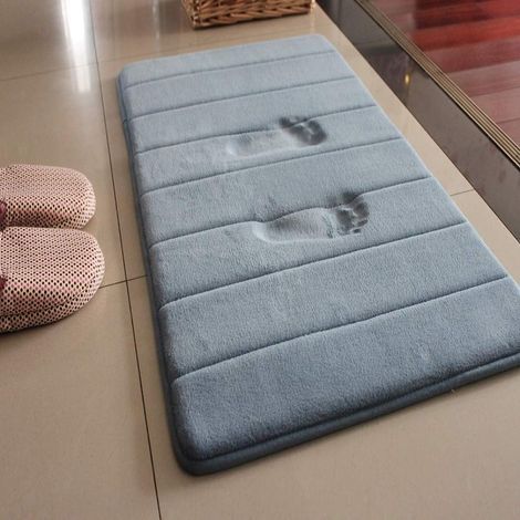 Bathroom Mat, Non-slip Memory Foam Bath Mat for Bathroom, Microfiber (Grey, 40 x 60 cm) (1/5)
