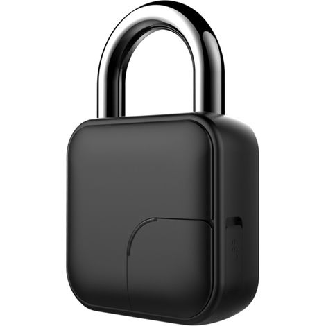 Candado inteligente con desbloqueo por huella dactilar, batería de 300 mAh, Bluetooth, 10 combinaciones de huellas dactilares, resistente al agua IP65, antirrobo (negro)