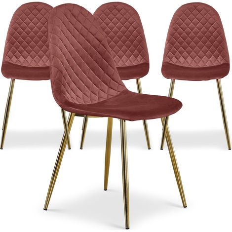 Lot de 4 chaises matelassées Norway Velours Rose