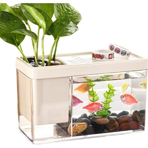 aquarium – Transparent petit Mini aquariums de bureau adaptés aux escargots Bettas, crabes et étoiles de mer Compact à la maison et au bureau
