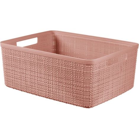 Boîte de rangement M 12l Jute recyclé rose (1/5)