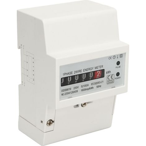 Compteur d'électricité monophasé sur rail DIN, wattmètre, compteur d'énergie, moniteur de consommation électrique 230 V 5 (100) A