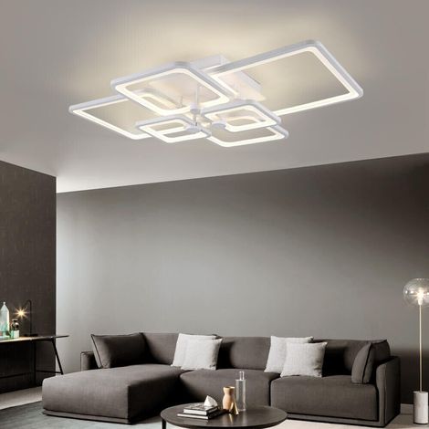 Plafoniera LED 70W 3 colori CCT, luce calda/naturale/fredda, lampadario moderno 6 quadrati 5600lm, design elegante per interni (1/5)