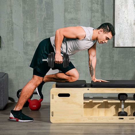Ensemble d'haltères réglables de 20 kg avec disques de 2,5/1,5 kg et barres de 2 kg pour salle de sport à domicile (1/5)