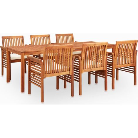 Set da pranzo da esterno 7 pezzi e cuscini legno massello di acacia 020014679 (1/5)