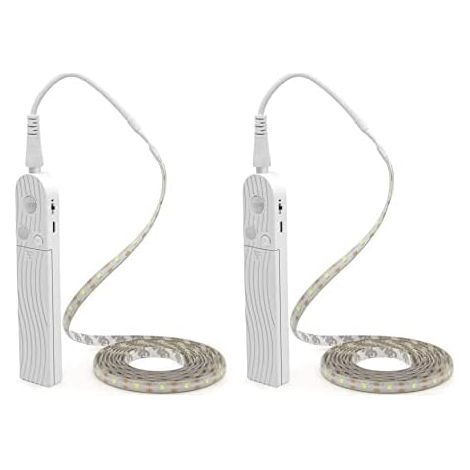 LED-Beleuchtung für niedrige Möbel, Bewegungsmelder, 3 m, vier Modi, Bett, Treppe, Kleiderschrank, Lampe, Streifen, wasserdicht, 5 V, USB-LED-Streifen für Kleiderschrank (warmweiß, 3 m x 2 Stück)