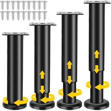 4 Möbelfüße, 18–30 cm verstellbar, Metall-Möbelfüße für Sofa, Schrank, Tisch, Stuhl – Schwarz