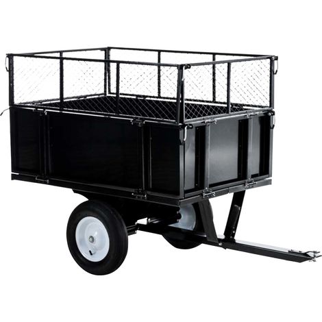 Carrello Rimorchio per Trattorino Tosaerba Ribaltabile nero