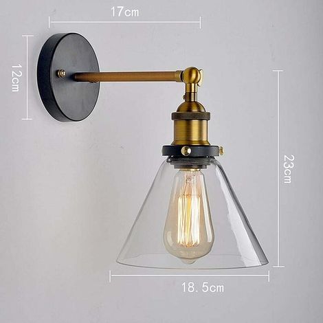 Vintage Retro Industrial Glass Wall Lamp E27 DIY Wall Lighting for Kitchen Dining Room Living Room Kids Room Restaurant [Energy Class A ++] [Energy Class A ++] (1/5)