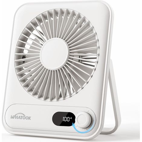 Ventilateur de bureau USB : régulateur en continu 1 à 100, batterie silencieuse de 2000 mAh, ventilateur portable avec affichage LED, sans danger pour les enfants/animaux domestiques, ultra (1/5)
