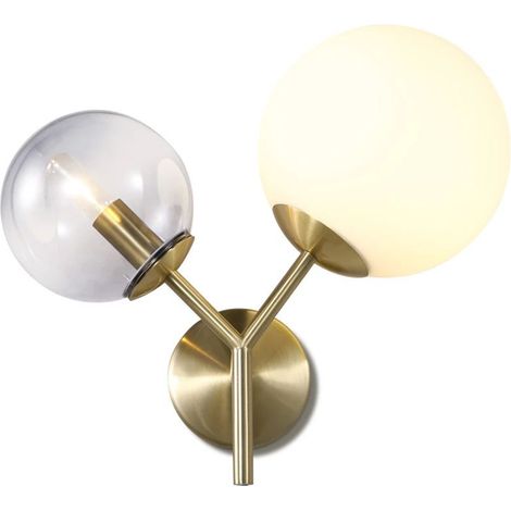 APPLIQUE da PARETE APP1012-2W SFERA ORO 2-PUNTI LUCE E27 29X40X36CM