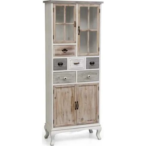 Mobile anticato struttura legno 70x35x183 cm shabby chic