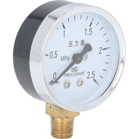 Manomètre à cadran transparent 1/4 NPT, précision niveau 2,5, boîtier en acier inoxydable, pour pression d'air de 0 à 2,5 MPa (1/5)