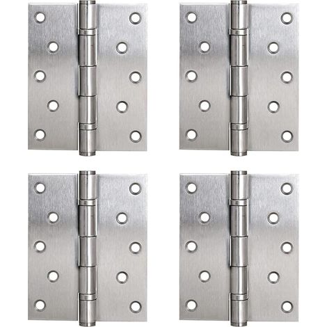 Charnières à Bout Paumelle à Visser Acier Inox à Roulement à Billes Charnière 127 x 102mm pour Portes Intérieures à Recouvrement Jusqu'à 120kg (4 Pièces) (1/5)