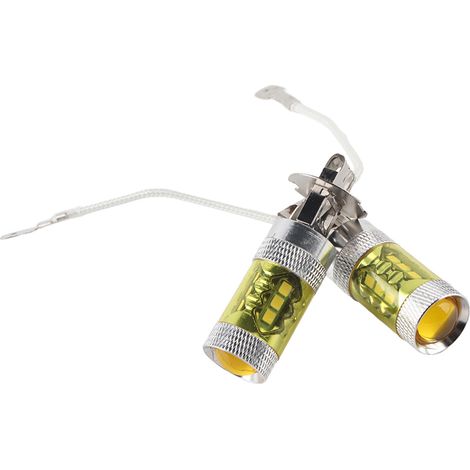 Phare antibrouillard LED H3 jaune 80W 12-24V 16SMD, ampoule de voiture, lot de 2 (1/5)