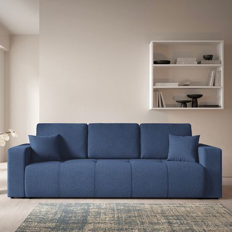 3-Sitzer-Sofa mit Schlaffunktion und Stauraum Vasco Blau (1/5)