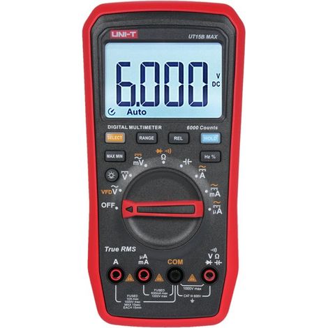 Multimètre numérique UNI-T UT15B MAX 1000 V 6000 points, testeur de variateurs de fréquence (VFD), mesure de tension et de courant AC/DC, résistance, capacité, fréquence, rapport cyclique et températu (1/5)