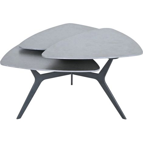 Table basse 3 plateaux pivotants en céramique gris - NAYOR