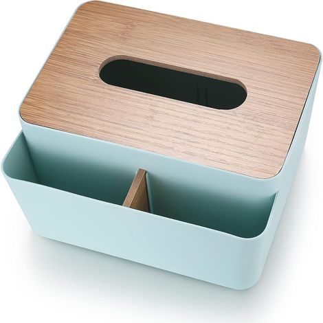 Boîte à mouchoirs rectangulaire avec couvercle en bambou, de bureau (1/5)