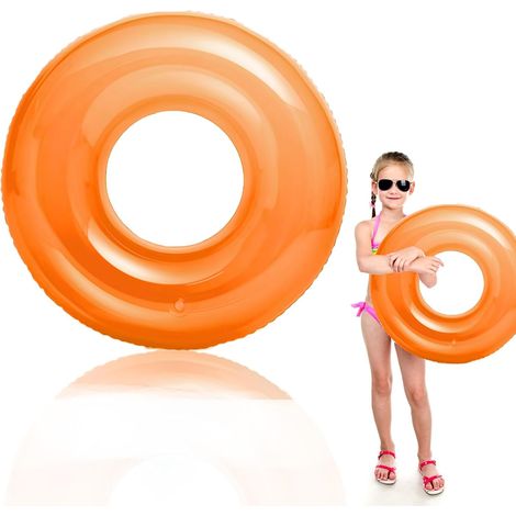 Bouée Piscine Anneau de Natation Enfant 6-12 Ans, PVC, Boué épaisse De Natation, Orange Fluorescent Bouée Gonflable de Tube, Flott (1/3)