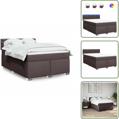 Coprimaterasso lavabile - vidaXL Giroletto a Molle con Materasso Marrone Scuro 140x190cm Tessuto - Letto con testiera