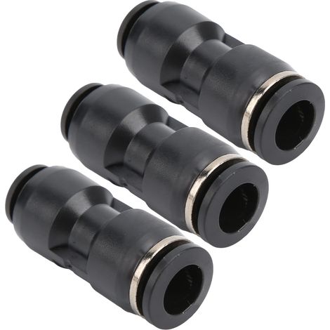 10 Pièces Réducteur Pneumatique en Acier Inoxydable, Raccord Droit pour Tuyau PG10-8, Couleur Noir
