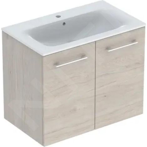 Geberit Selnova Square - Meuble-vasque 635x788x480 mm, avec vasque, 2 portes, noyer clair hickory 501.259.00.1 (1/3)