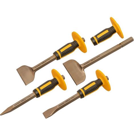 Roughneck 31-934 Bolster & Chisel Set with Non-Slip Guards, 4 Piece ROU31934