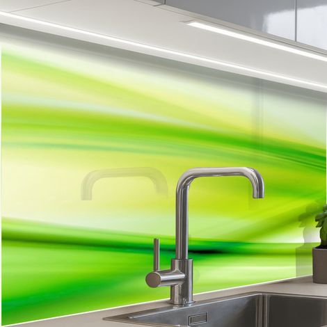 REVETEMENT MURAL DE CUISINE, CRÉDENCE DE CUISINE Vagues - Abstrait - Vert 80x60 (1/5)