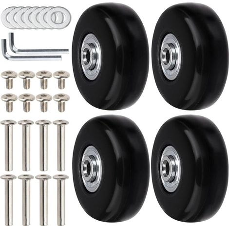 Lot de 4 roulettes de remplacement pour valise Roulettes pivotantes en caoutchouc de 50mm, silencieuses et robustes. (1/5)