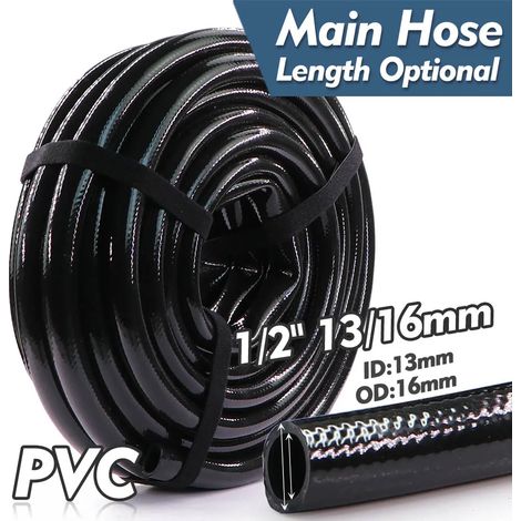 Tuyau d'arrosage automatique en PVC 1/2" (13/16 mm) noir, résistant à la pression, pour pelouse, agriculture, verger et lavage de voiture. Longueur en option : 1/2" à 10 m (32,8 pi). Raccord disponibl (1/5)