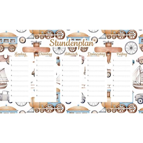 Plan de lección magnético: Vehículos de antes de la guerra, 30 x 17,5 cm.