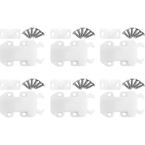 6er-Set Nylon-Schubladenriegel mit Rückprallmechanismus, selbstverriegelnd, Möbelbeschläge, Zubehör, Weiß