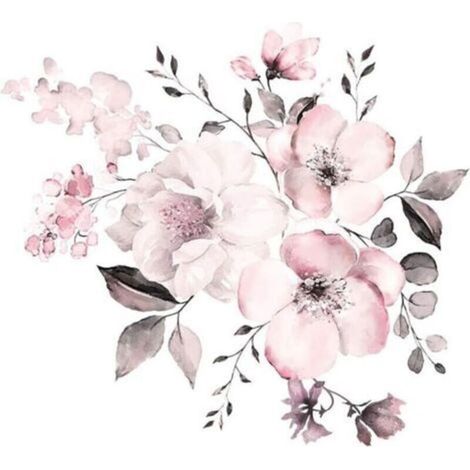 1 pcs Stickers muraux vintage FLEUR en rose pâle (30X30cm) I autocollant sticker mural plantes printemps nature I Décor pour salon chambre cuisine couloir chambre d'enfant (1/4)