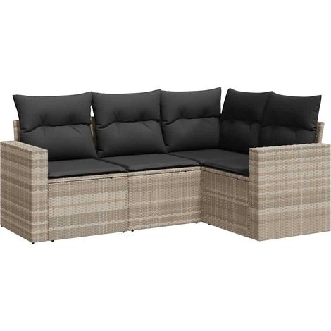 Maison Exclusive - Set Divano da Giardino 4pz con Cuscini Grigio Chiaro Polyrattan