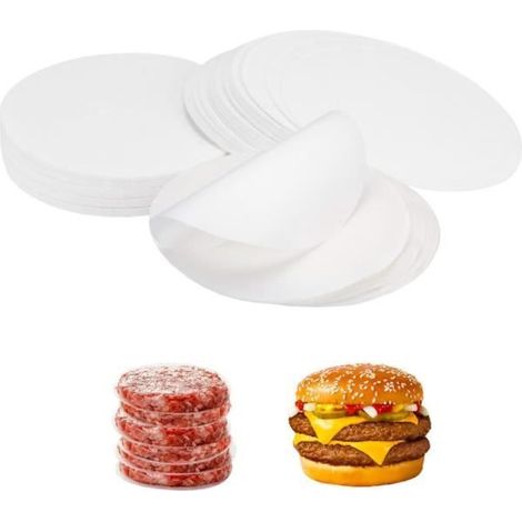 500 Pièces Disques à Burger, ∅ 11 cm,Feuilles de Papier Antiadhésive Presse à Steak Haché,Papier Steak Haché Papier Antiadhésif,wj (1/4)